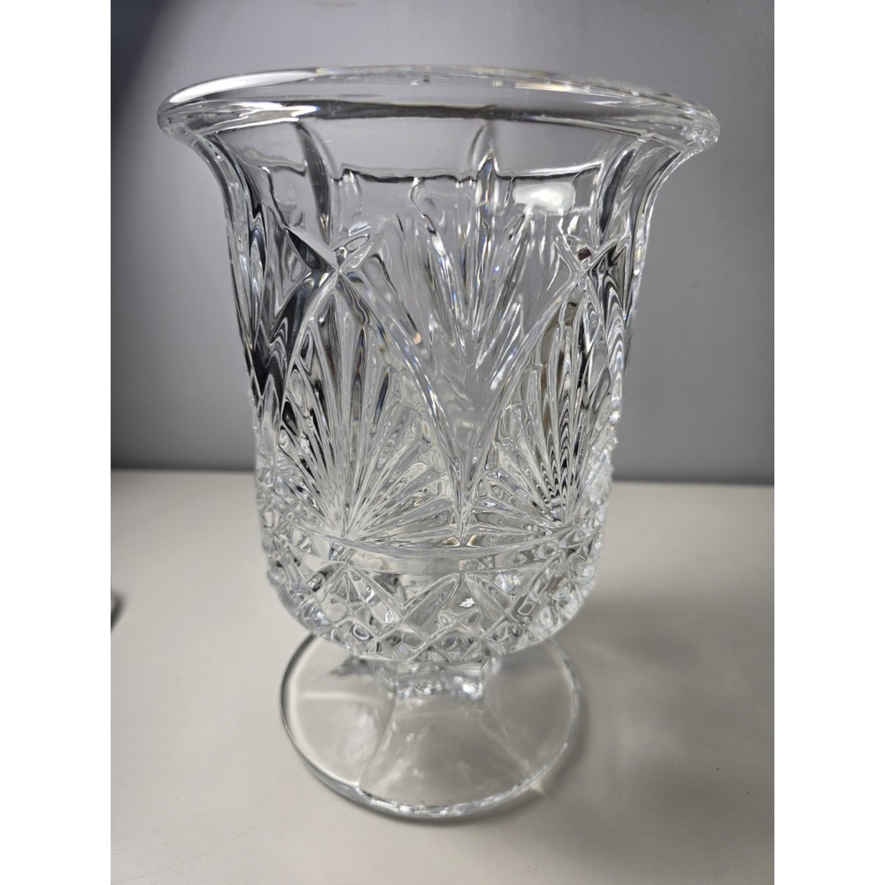 Shannon Clear‎ Lead Crystal Hurricane Vase 8.5"